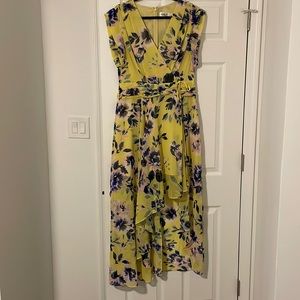 Eliza J, Yellow Floral Chiffon Maxi Dress, Size 12